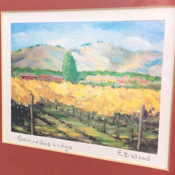 Artist Signed EB Webb Bernardus Lodge Watercolor in Matted Wood Frame - Picture 3 of 14